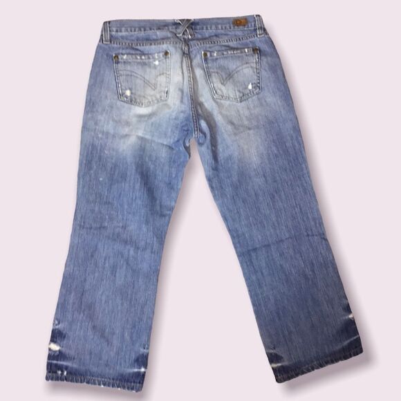 DKNY Ludlow Distressed Capris Sz 8 Rigid Cotton Destroyed - Picture 2 of 11